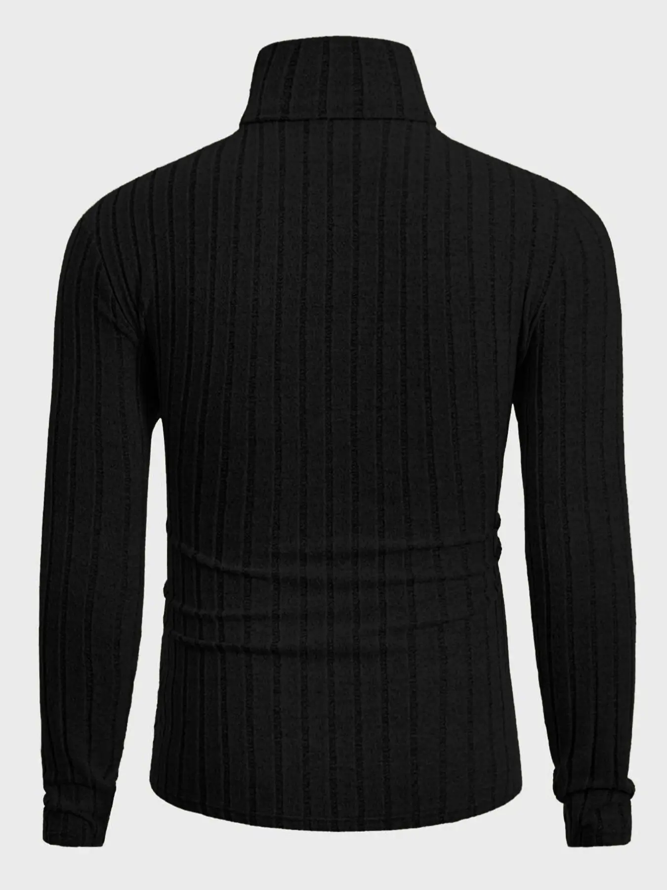 Herren Rollkragenpullover mit Langen Ärmeln, Vertikal Gestreift, Schlanke Passform, Gerippter Strickpullover, Lässiger Stretch-Unterzieher – Detail 16