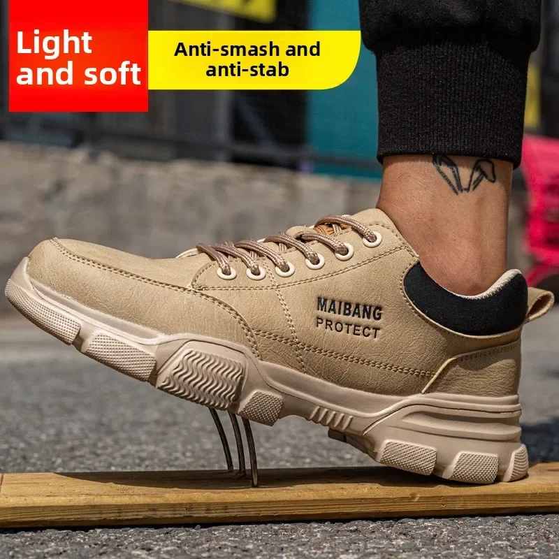 Men Breathable Soft Sole Steel Toe Safety Shoes Anti Smash Puncture Proof Slip Resistant Comfort Work Boots Protective