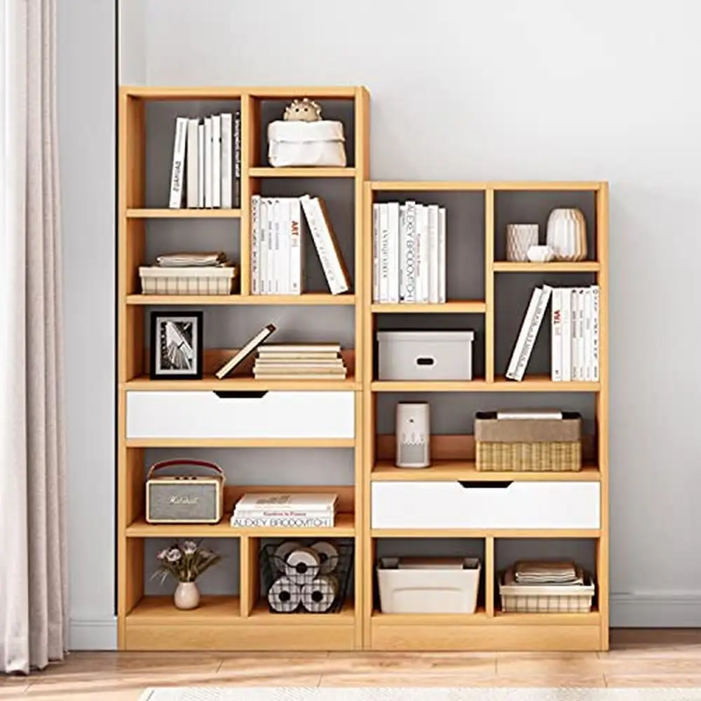 Organizzatore moderno per espositore per libreria in legno scandinavo con 8 cubi e cassetto armadio portaoggetti indipendente per la casa e