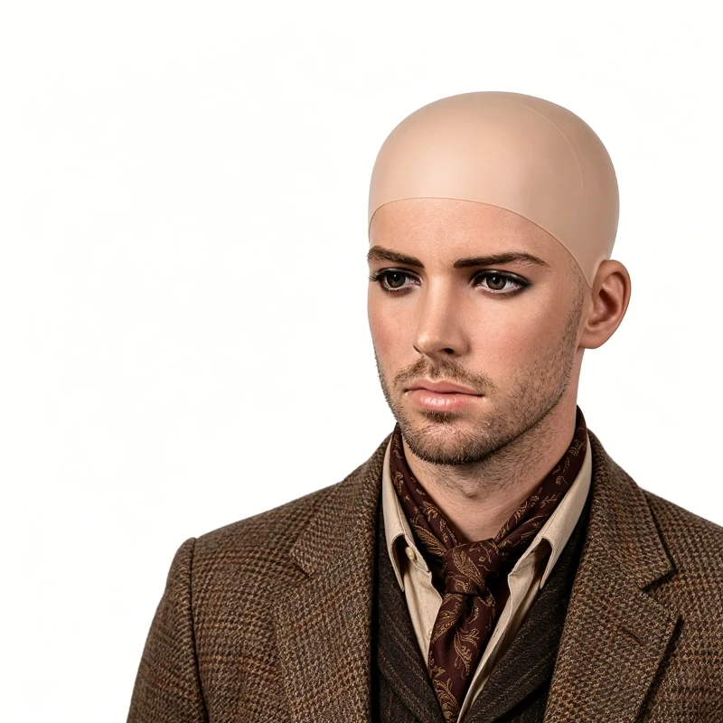 1pc Fake Latex Flesh Skin Unisex Bald Head Wig Cap Rubber Skinhead Costume Prank Cosplay Party Makeup Props