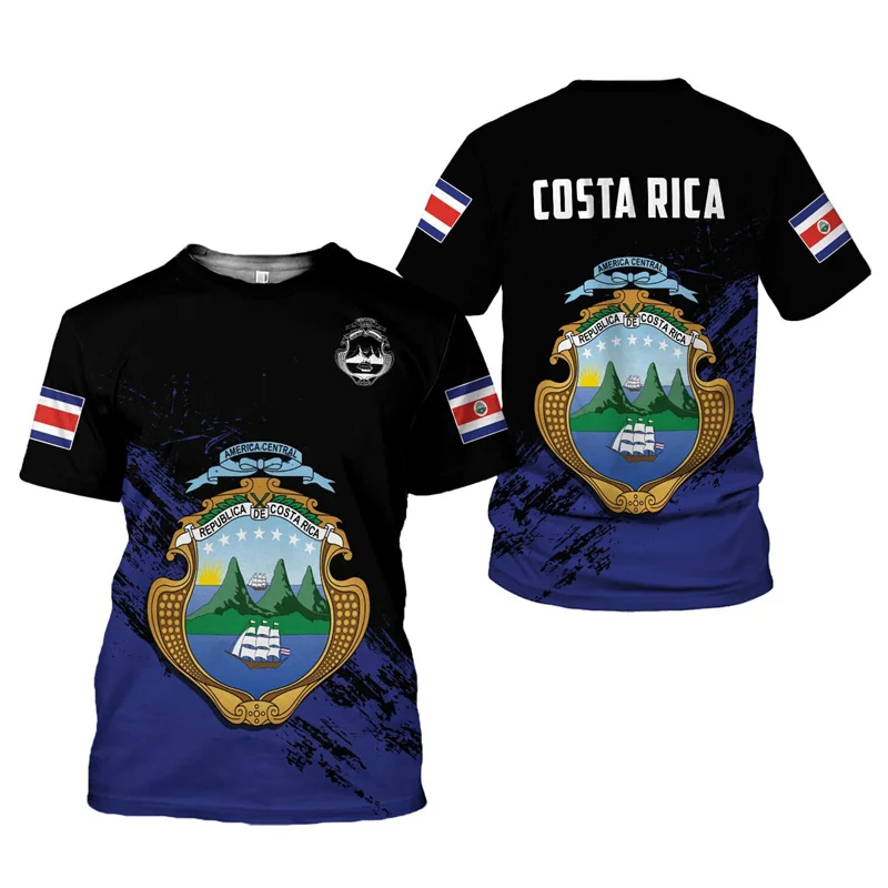 Costa Rica Flag 3D Printed T-shirt For Men Clothing Casual Top Short Sleeve O Neck Breathable Pop Culture T Shirt Oversized Tees