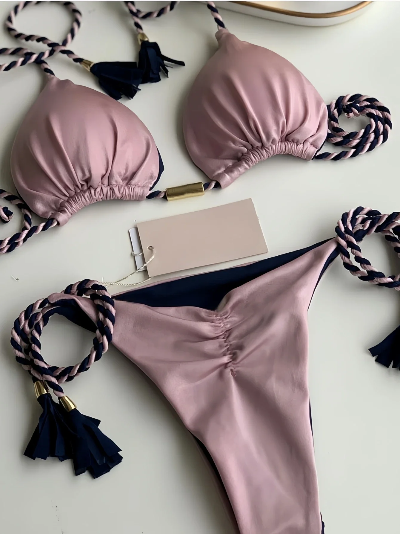 2025 New Sexy Beach Women's Swimsuit Braiding rope Bikinis Set Two-piece Triangle Swimwear Bathing Suit Brazilian Biquinis