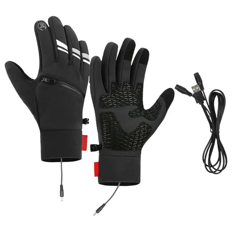 Heated Gloves Winter Hand Warmer USB Gloves Cold Weather Touchscreen Gloves Waterproof Heated Snowboard Gloves For Outdoor