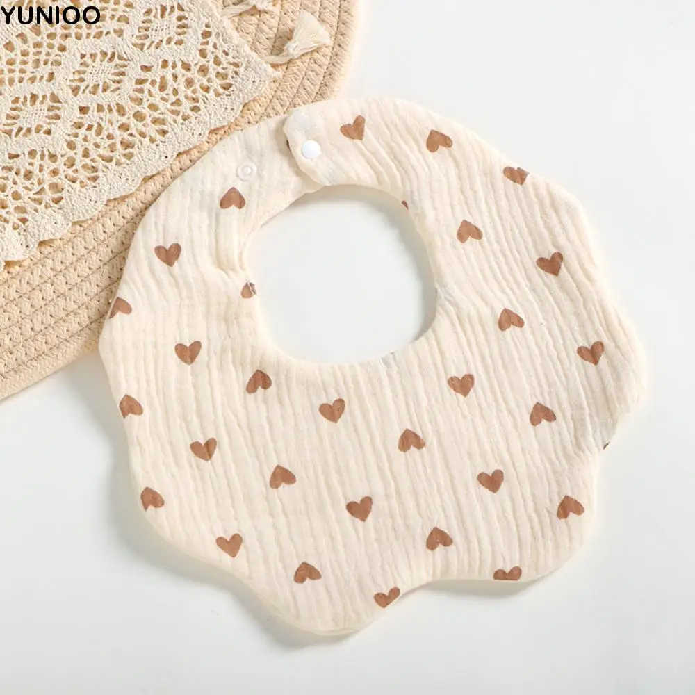 

Cute Cartoon Anti-vomiting Bibs Flower Shape Rotatable Baby Drooling Bibs Round Neck Cotton Yarn Baby Cotton Bibs Infant