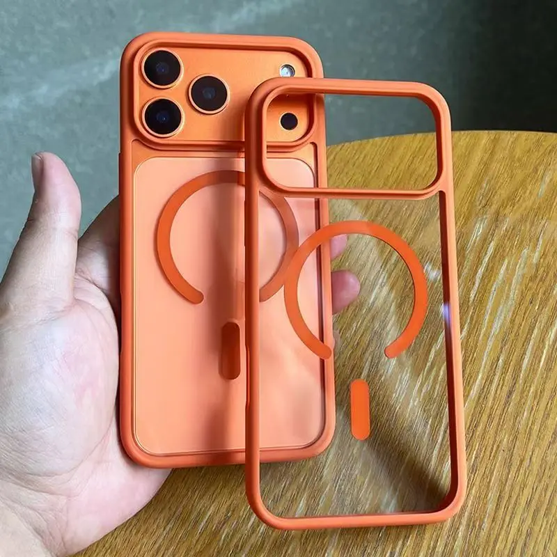 Funda magnética para carga inalámbrica MagSafe, color candy mate para iPhone 17 16 15 14 13 12 Pro Max Plus Air 11, cubierta con borde magnético