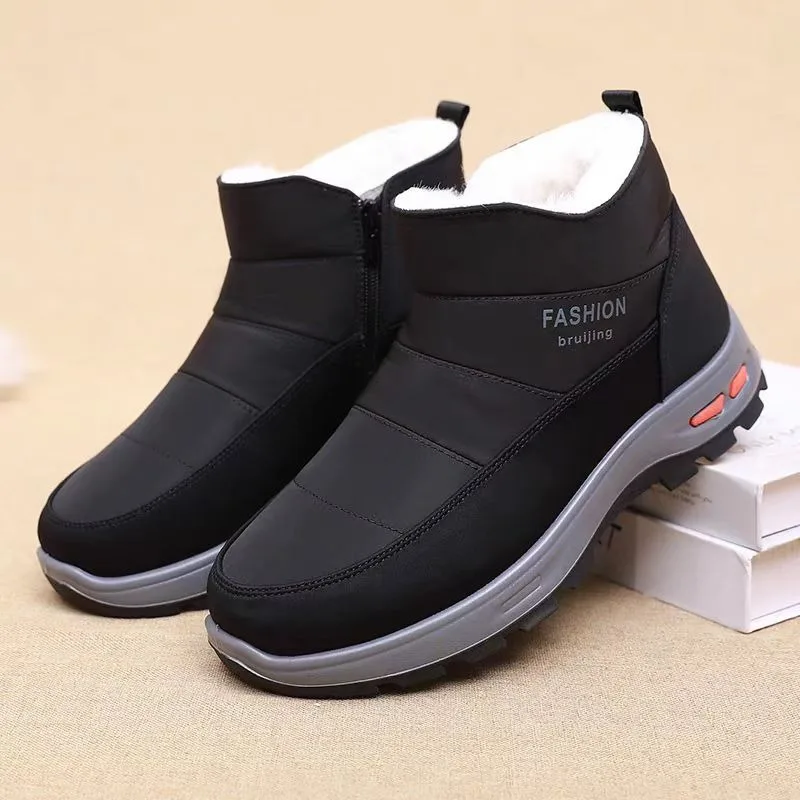 Зимние мужские ботинки, утепленная плюшевая теплая хлопковая обувь, уличные нескользящие зимние ботинки, классические ботильоны без шнуровки, Botas Para Hombre