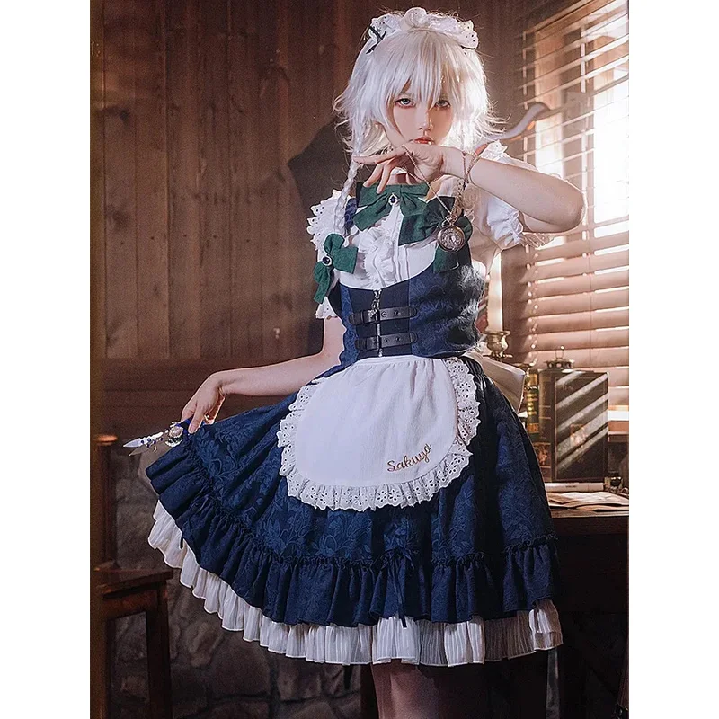 2024 Izayoi Sakuya فستان الخادمة أنيمي Touhou مشروع تأثيري حلي المرأة عالية الجودة النشاط لعب الأدوار الملابس أحجام S-XL جديد