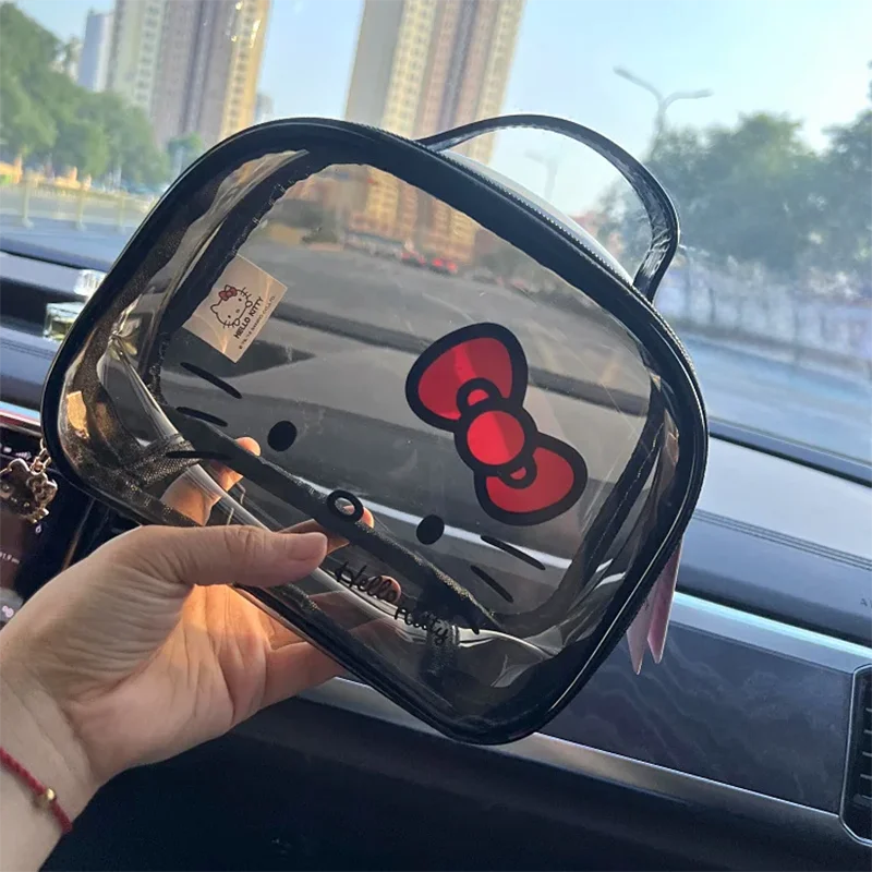

Милая косметичка Hello Kitty Sanrio аниме женская сумка из ПВХ портативная прозрачная Водонепроницаемая дорожная косметичка сумки для хранения