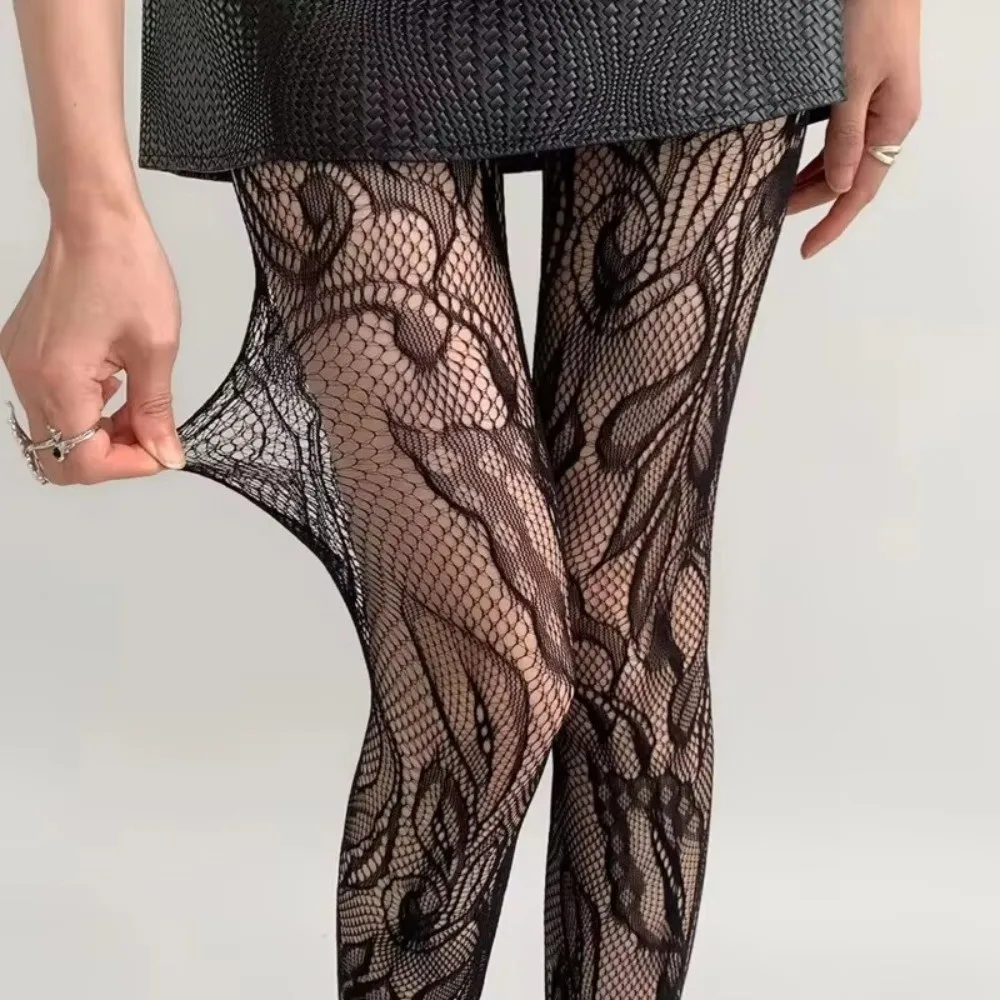 Sexy Openwork Floral Jacquard Stockings Stretch Mesh Breathable Comfortable Fishnet Pantyhose Lace Tights Fashionable Wear