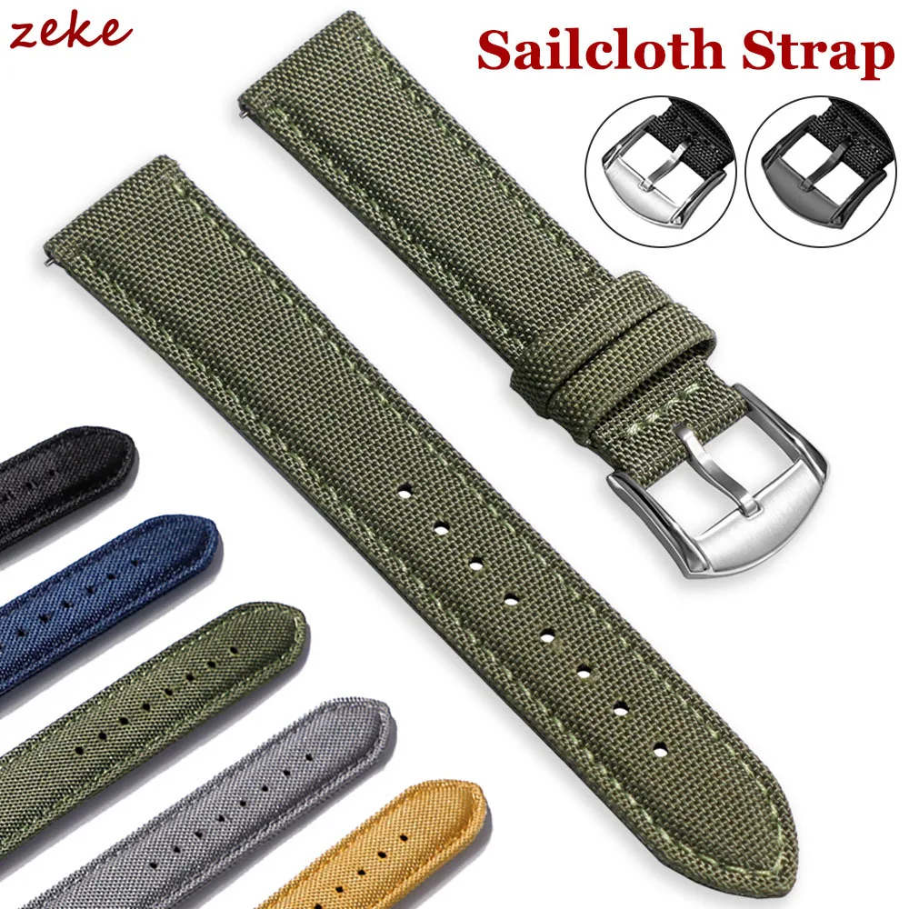 

Wristband 20mm 22mm Sailcloth Watch Strap for Omega for Seiko Business Sport Nylon Bracelet Black Clasp Quick Release Belt Band