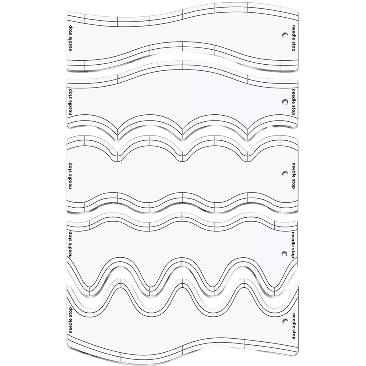 5 Pcs Acrylic Wave Ruler Quilting Stencils DIY Drawing Template Measure Tailor Ruler Soft Patchwork Ruler