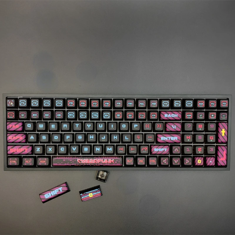 120 tasti/set Cyber Punk Keycaps Purple Black Game Keycaps PBT Key Caps ASA altezza per MX Switch tastiera meccanica fai da te