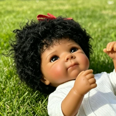 48CM Bettie Dark Skin Reborn Doll with Full Soft Vinyl Body Natural Rooted Hair Handmade Ultra Realistic Newborn Collectible Dol