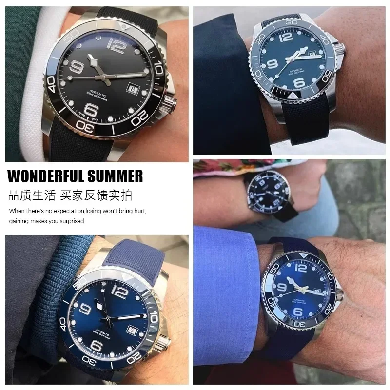 21mm Silicone Watch Strap Waterproof Watchband for Longines Strap for Conquest HydroConquest L3.742 782 Series image 4