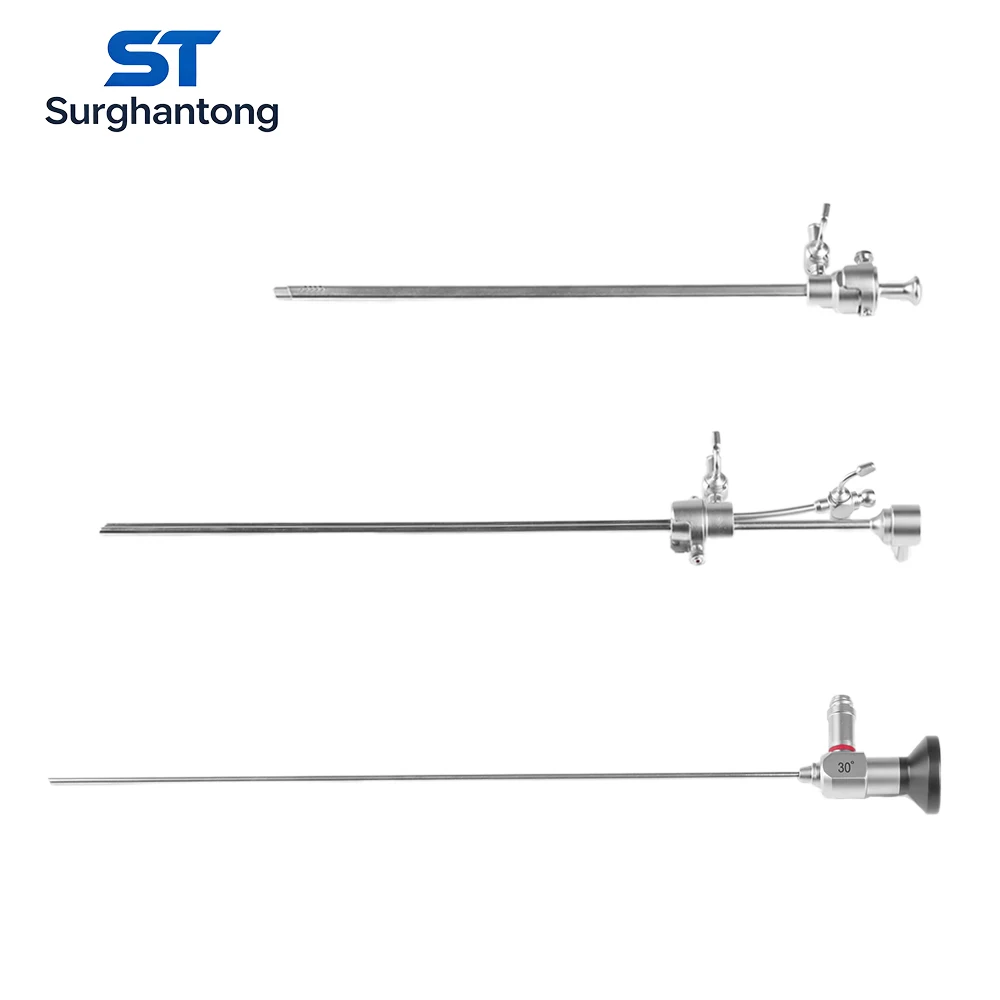 Endoscopio Rígido Médico Quirúrgico, Histeroscopio, Histeroscopia Φ3mm Φ4mm 302mm 30 ° Pinzas ginecológicas con elemento de trabajo con funda