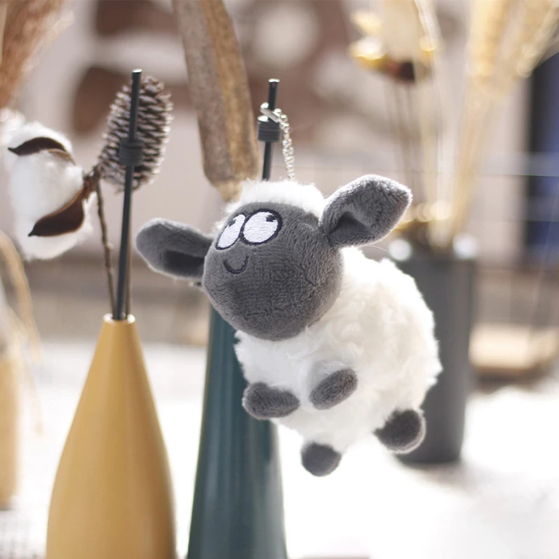 1Pc Soft White Sheep Plush Doll Baby Cute Animal Doll Stuffed doll Stuffed Plush Toys Keychain Bag Backpack Pendant