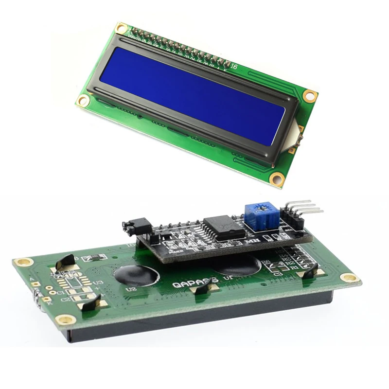 1PC niebieski/żółty tło Green Screen wyświetlacz LCD 16x2 znaki ic I2C interfejs 5V dla Arduino LCD1602 1602 moduł LCD