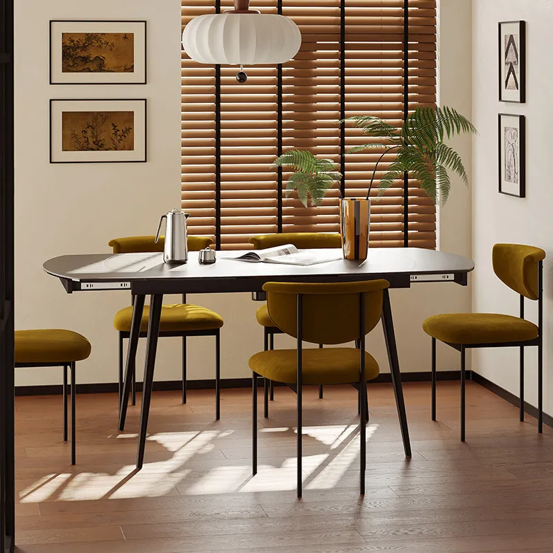 imported rock slab retractable dining table small apartment minimalist retro dining table and