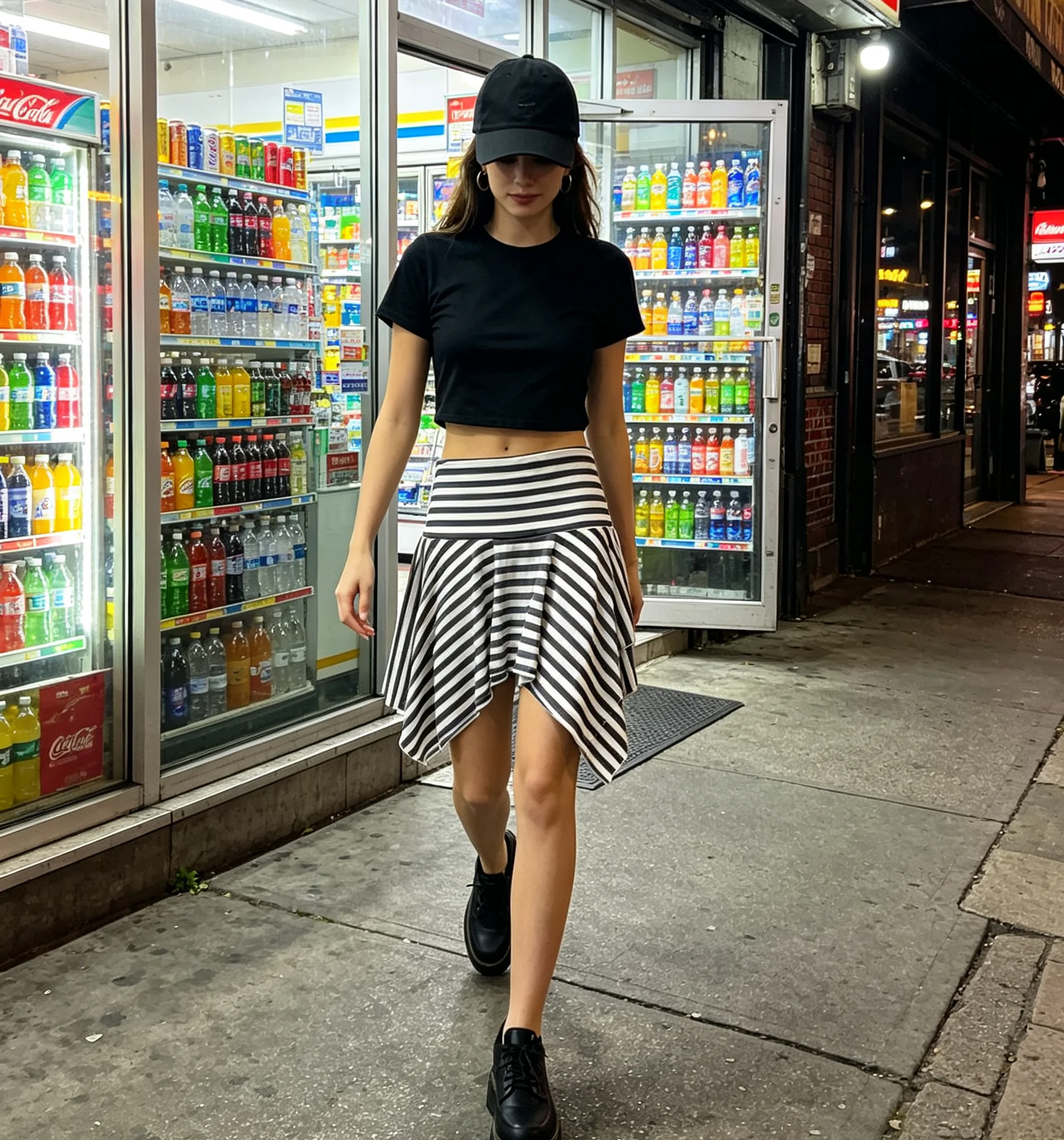European and American Summer Casual Fashionable Street Striped Printed Skirt