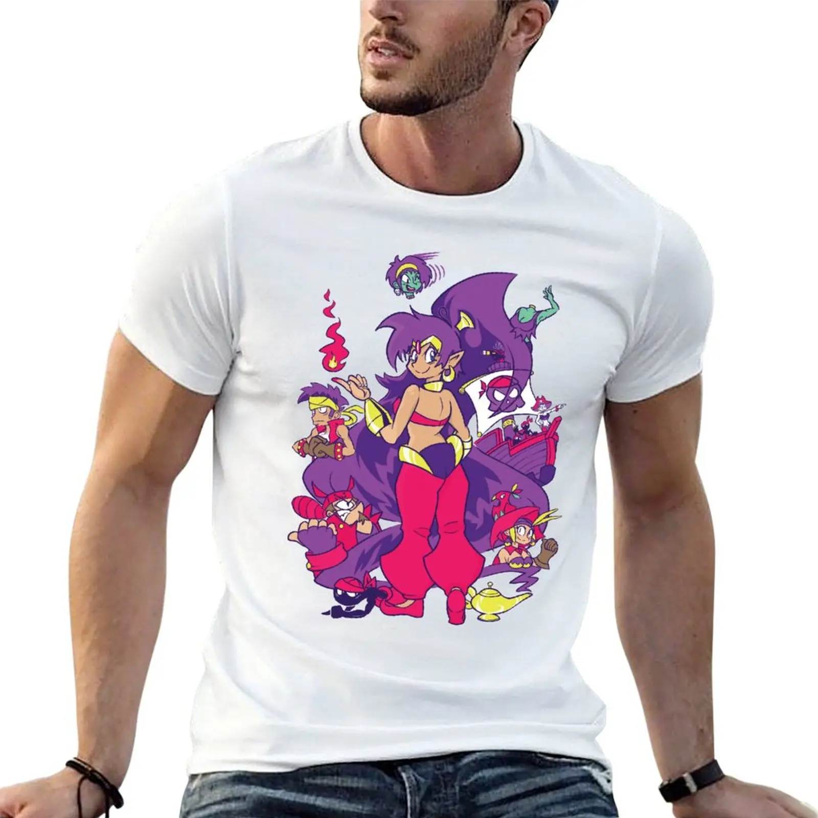 T-shirt décontracté d'été à la coupe ample avec motif Shantae Genie of the Lamp