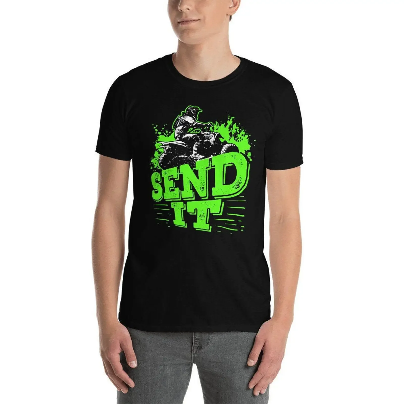 ATV T Shirt Send It Funny Quad Biking Four Wheelers Rider vintage Washed homme Top For Everyday Wear Slightly Comfortable