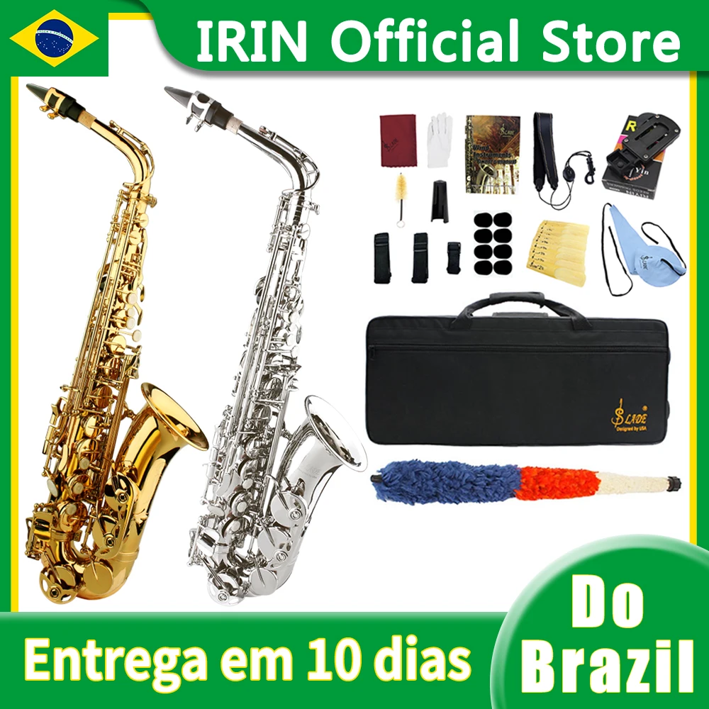 Envío desde Brasil, saxofón Alto Eb, cuerpo de latón, juego de saxofón, instrumentos profesionales de viento de madera con estuche, accesorio para saxofón de caña