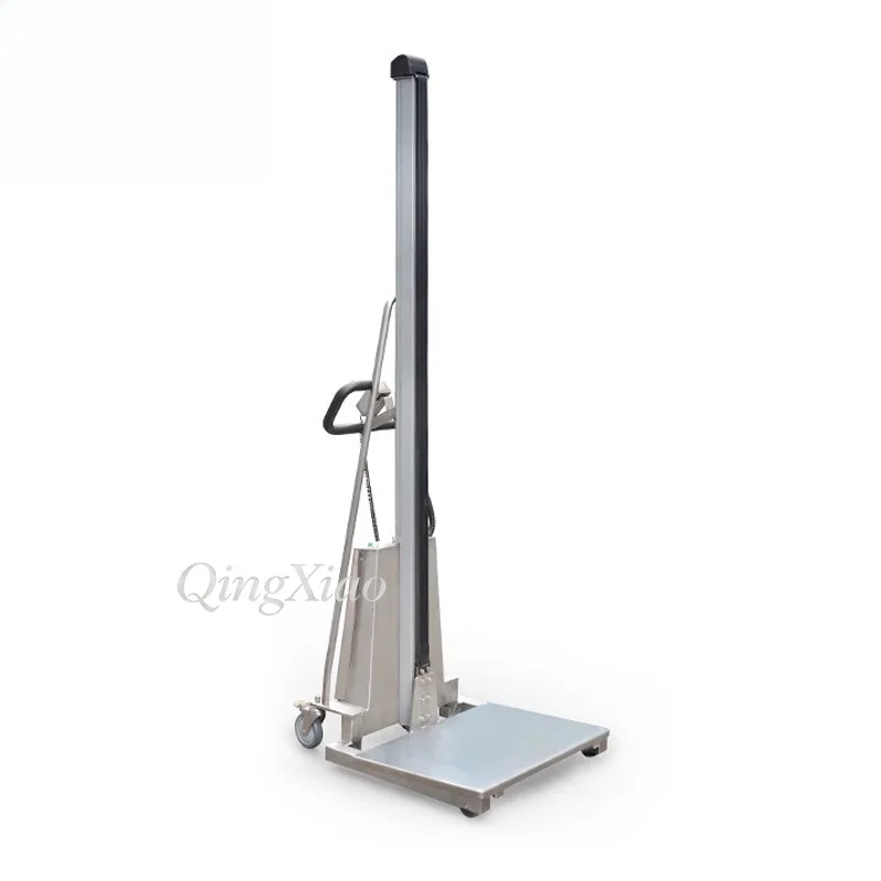 Movable Portable Mini Durable Stainless Steel Stacker Forklift Suitable For Warehouse Small Goods Stacking Material Handling Job