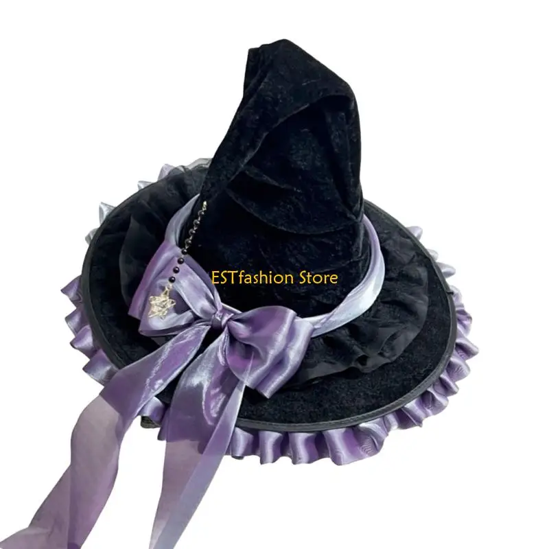 Y5GC Halloween kapelusz wiedźmy kapelusze czarodzieja dla kobiet dziewczynki prezenty kostium Cosplay na Halloween Masquerades