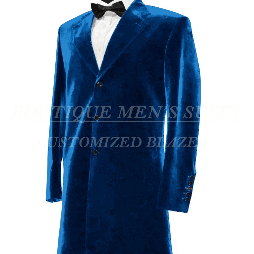 

Повседневные бархатные мужские костюмы, пиджак, длинный однобортный цельный элегантный пиджак на заказ, повседневный плащ, одежда для курения