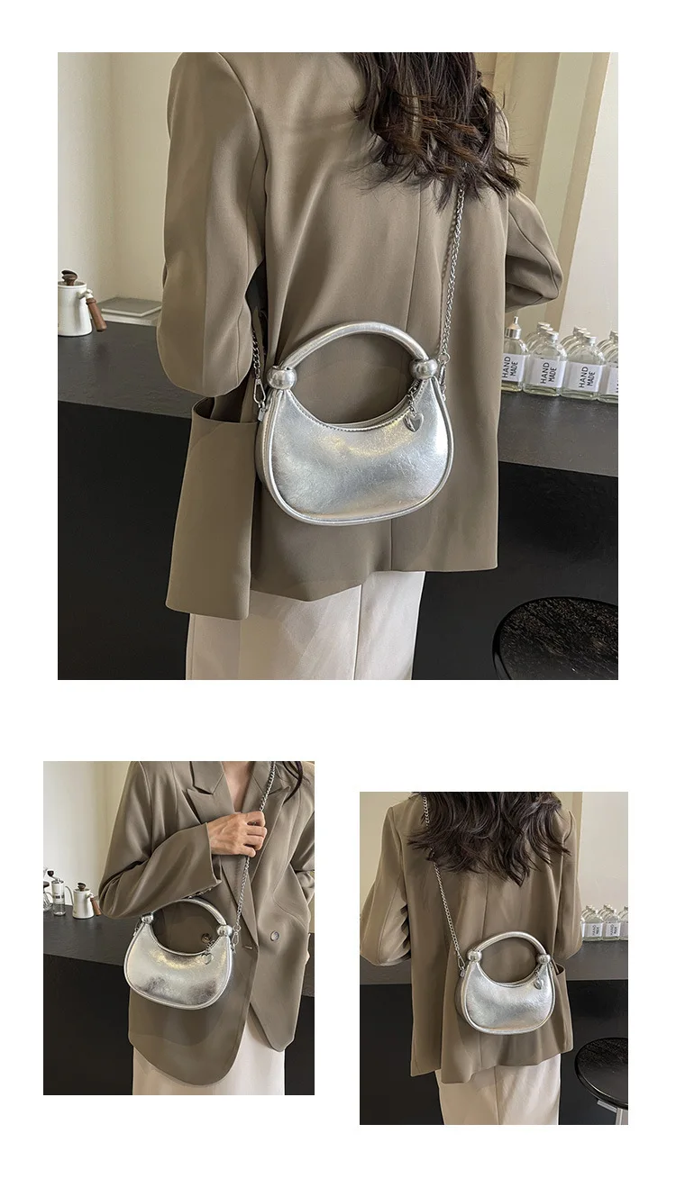 Patent Leather Evening Hobos Shoudler Crossbody Bag for Women Tote Handbag and Purses 2024 New Trendy Lady‘s Clutches Bag