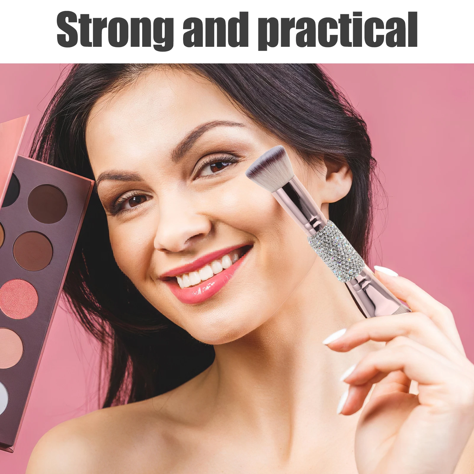 Make-up-Pinsel, doppelseitig, mit Strass besetzt, weiche Borsten, Foundation, Puder, Rouge, Kontur, professionelles Schönheitswerkzeug für Damen