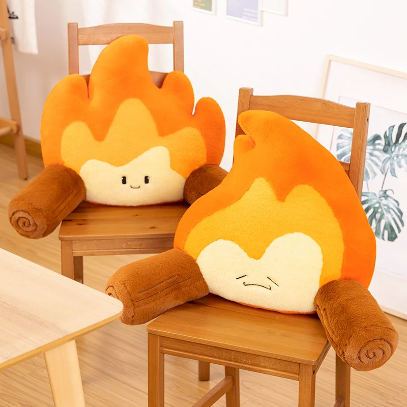 Creative Cute Bonfire Lumbar Support Firewood and Flame Soft Cushion Home Decorative Cushion Pillow