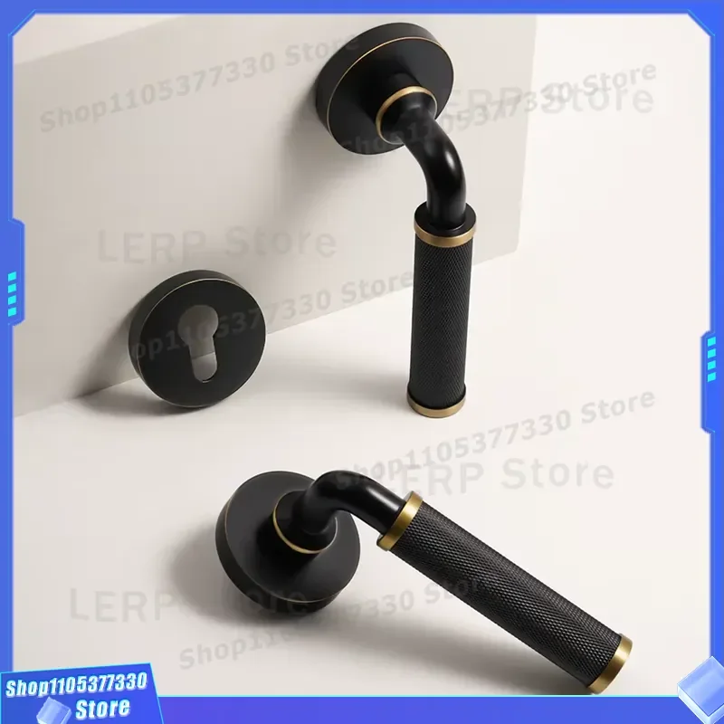Modern Brass Door Handle Set Luxury Indoor Privacy Lock for Bedroom Bathroom Double Wood Door Hardware Access Control System