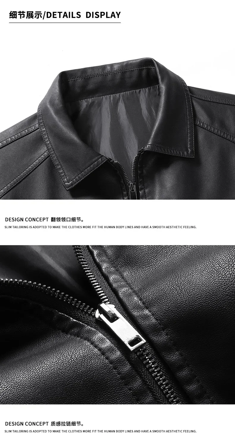 WorkAutumn and Winter Men's Leather Jacket Casual Fashion Outdoor Street Retro Men's Baseball Suit Work Flying Coat Leather Coat
