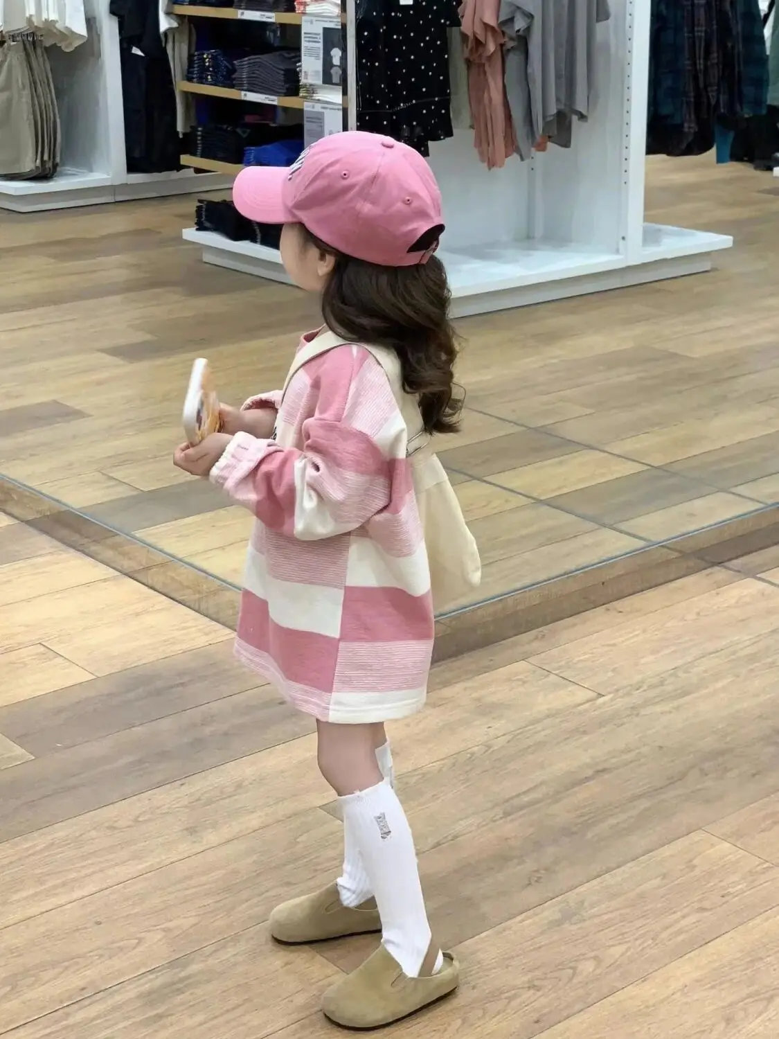 Girls' striped T-shirt long sleeved spring and autumn new style children's baby western-style mid length top
