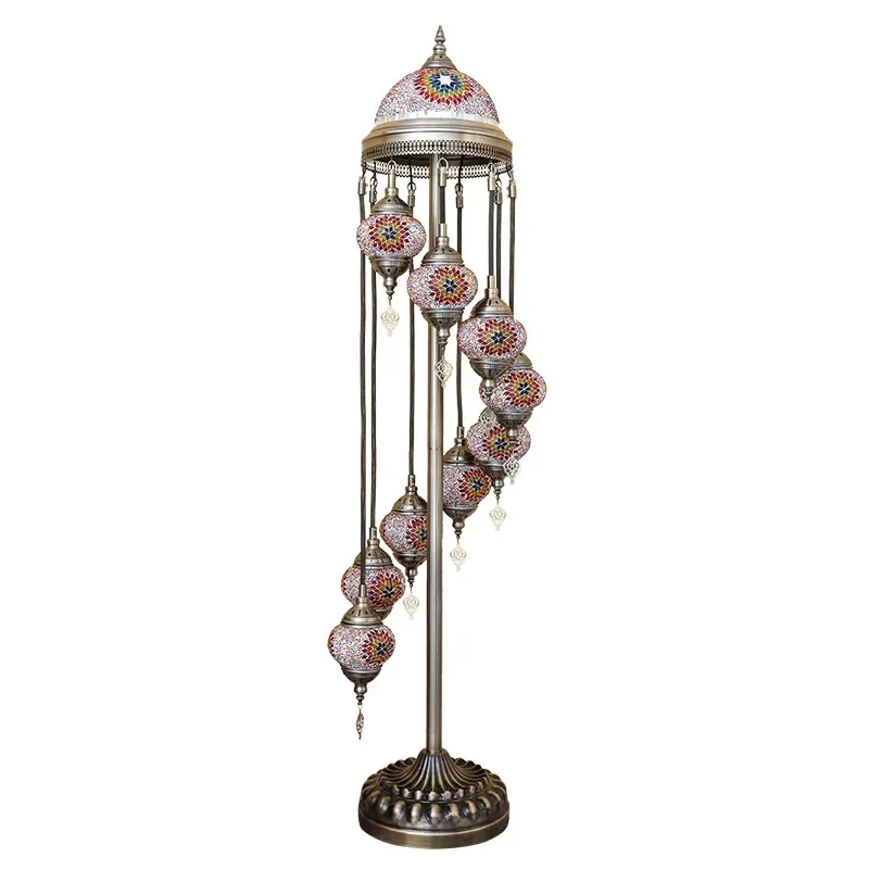 

Retro, romantic exotic, handmade living room, bedroom ethnic, style, nine-head floor lamp