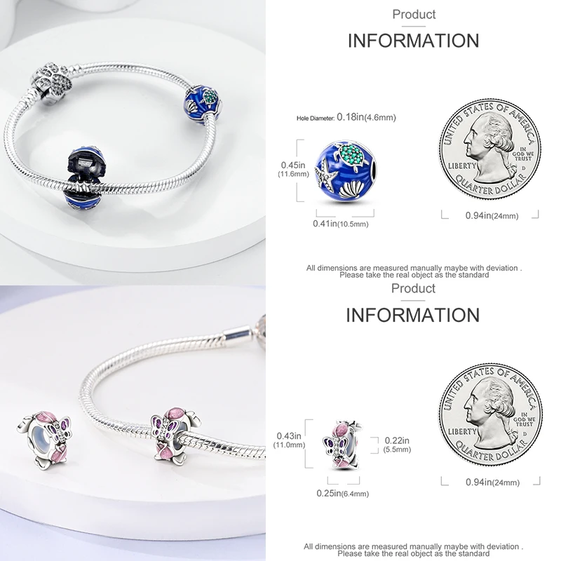 925 Sterling Silber Spacer Charm Perlen Schmetterling Blumen Stern Mond Bunt Lila DIY Armband Halskette Schmuck Geschenk für Frauen – Detail 10