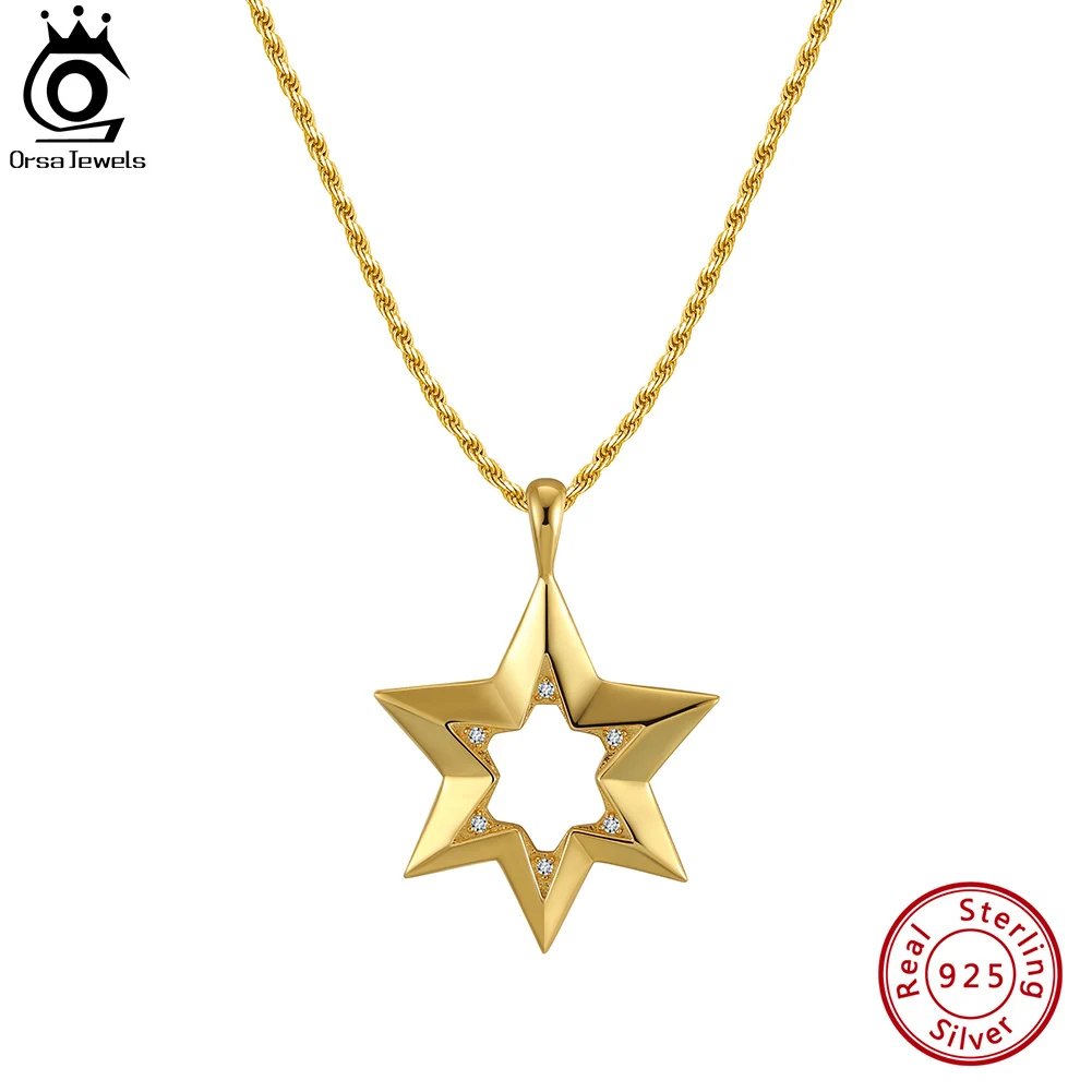 orsa jewels 925 sterling silver hexagrama colar de pingente para homens ouro 14k jewish star cz hip hop partido joias nmn11 01