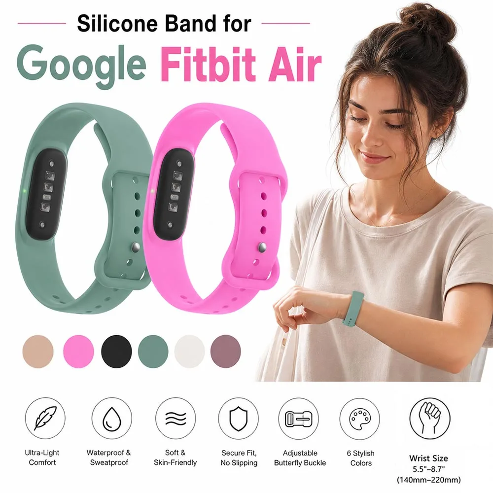 Soft Silicone Band for Google Fitbit Air Band Fitness Tracker Replacement Band Sports Wristband for Google Fitbit Air Accessory