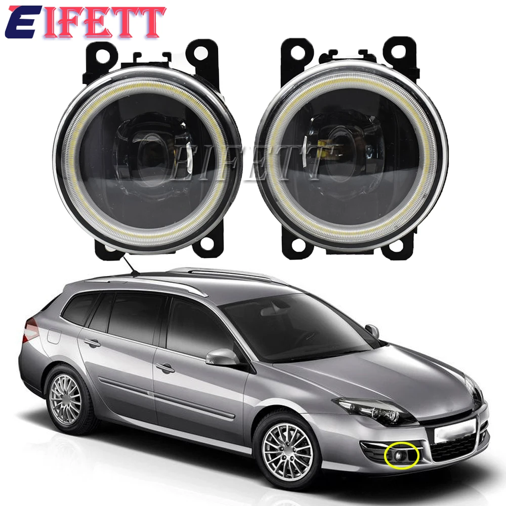 Super Bright 2 X Car Angel Eye Fog Light LED Lens Front Bumber Fog Driving Lamp DRL For Renault Laguna 3 III Grandtour 2005-2015