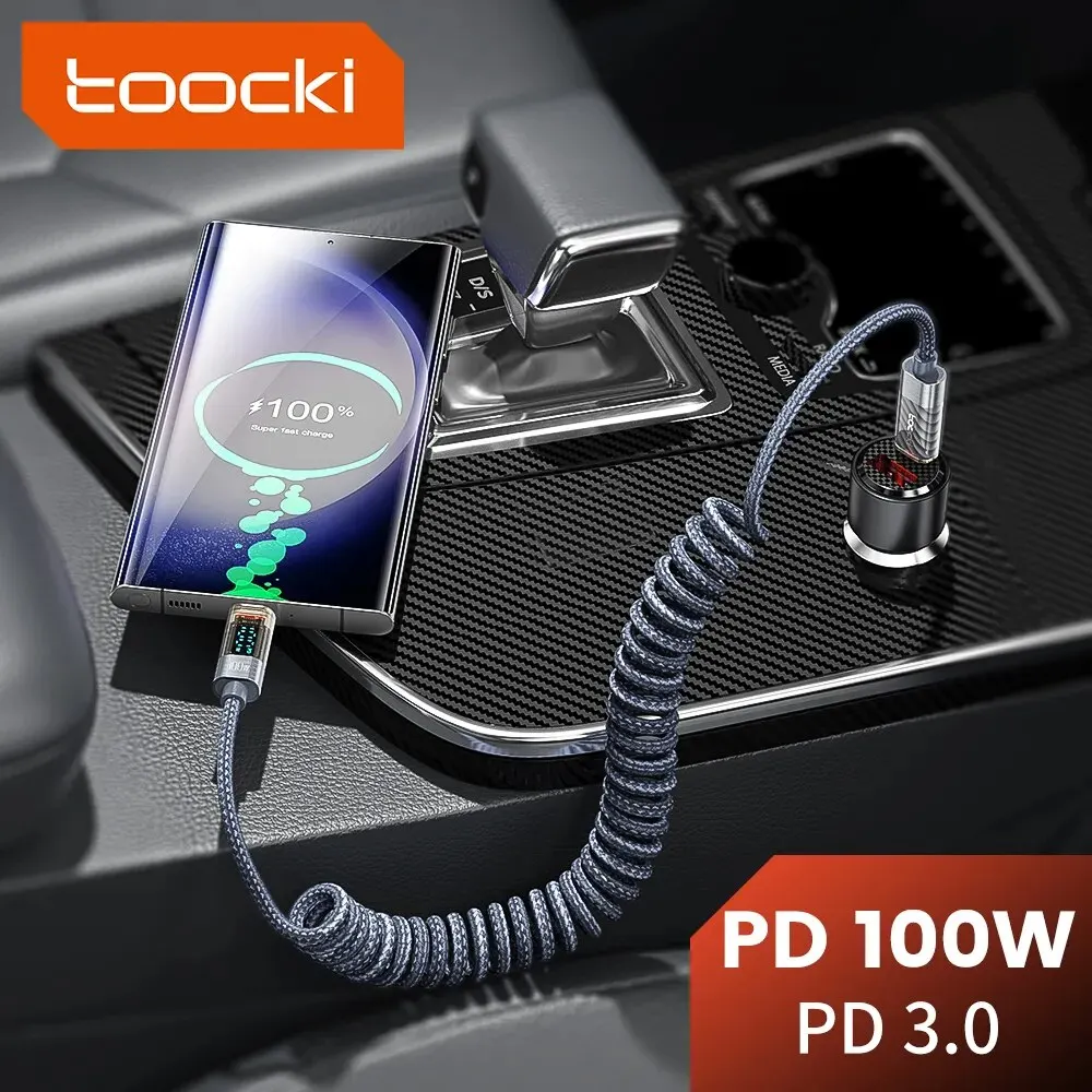 Toocki Type C to Type C Cable 100W Display Fast Charging Charger USB C to USB C Transparent PD Cable For IPhone15 Xiaomi Macbook