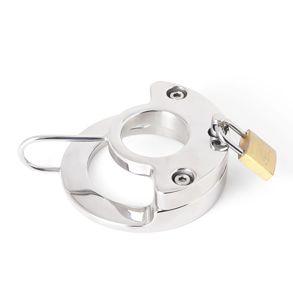 Handcuff-shaped penis ring sex tool male stainless steel ball elastic ring penis exercise ball weight stretcher male adult toys