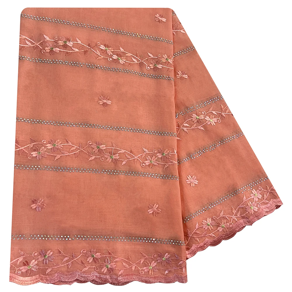 High Quality 100% Cotton Fabric Rayon Cotton Thread Eembroidered Scarf Dubai Excellent Style African Women Hijab Muslim Scarf 5