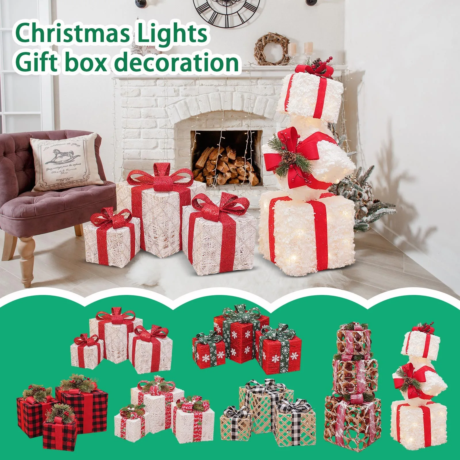 3 قطع/مجموعة مصباح ليلي LED لعيد الميلاد في صندوق هدايا زينة جو عيد الميلاد للفتيات والأطفال هدايا عيد الميلاد المثالية للمهرجانات