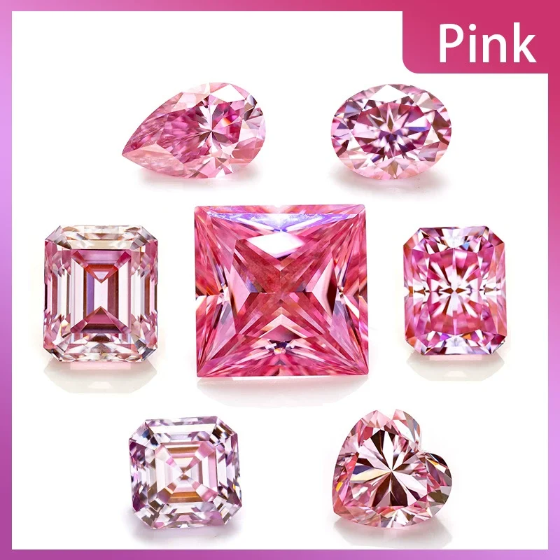 

High Quality Pink Moissanite Loose Gemstone Brilliant Lab Grown Diamond Beads Pear /Heart Cut Moissanite Stone GRA Certificated