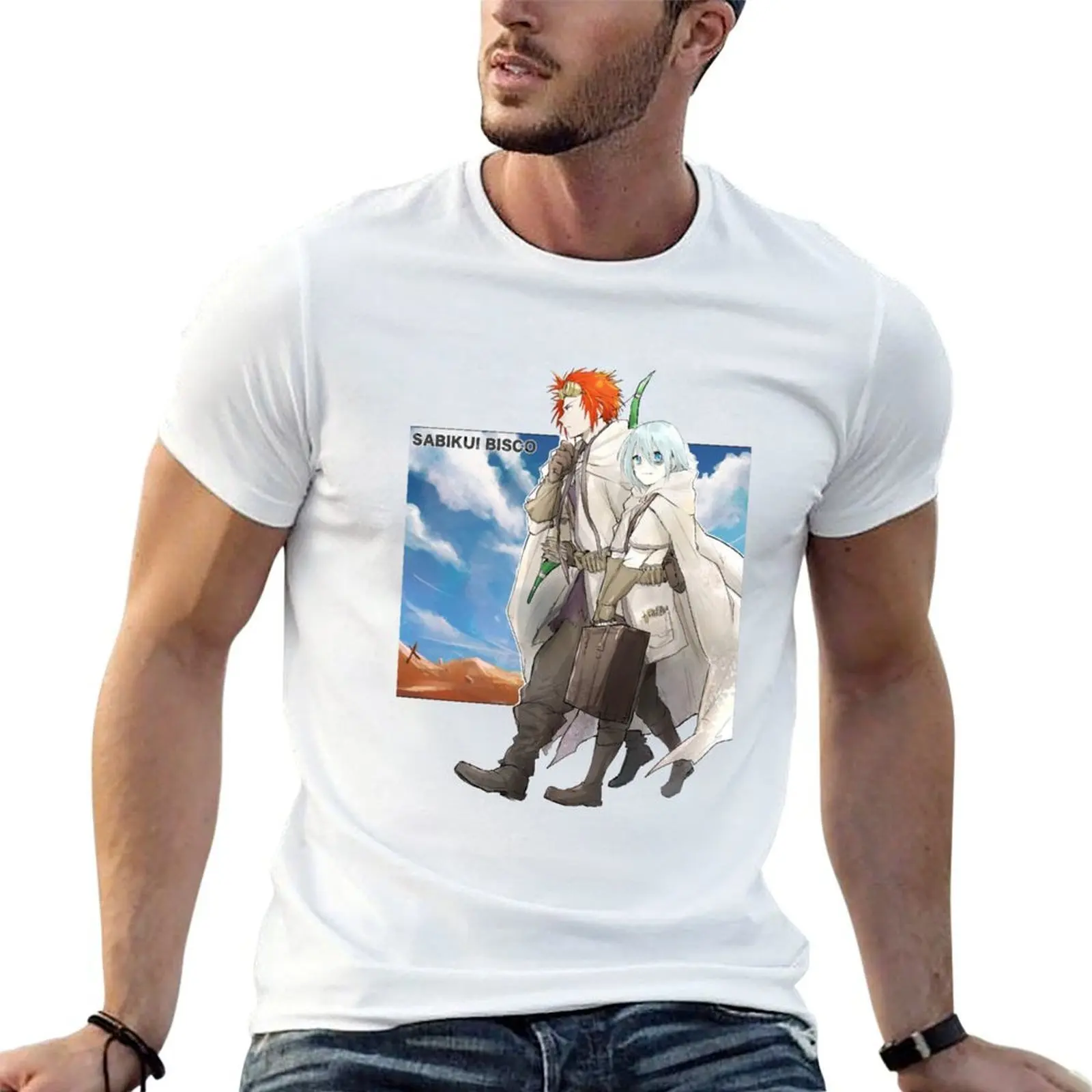 Sabikui Bisco تي شيرت رجل تي شيرت الثقيلة القطن أنيمي التي شيرت تي شيرت الرجال 100% القطن الفاخرة العلامة التجارية تي شيرت #1
