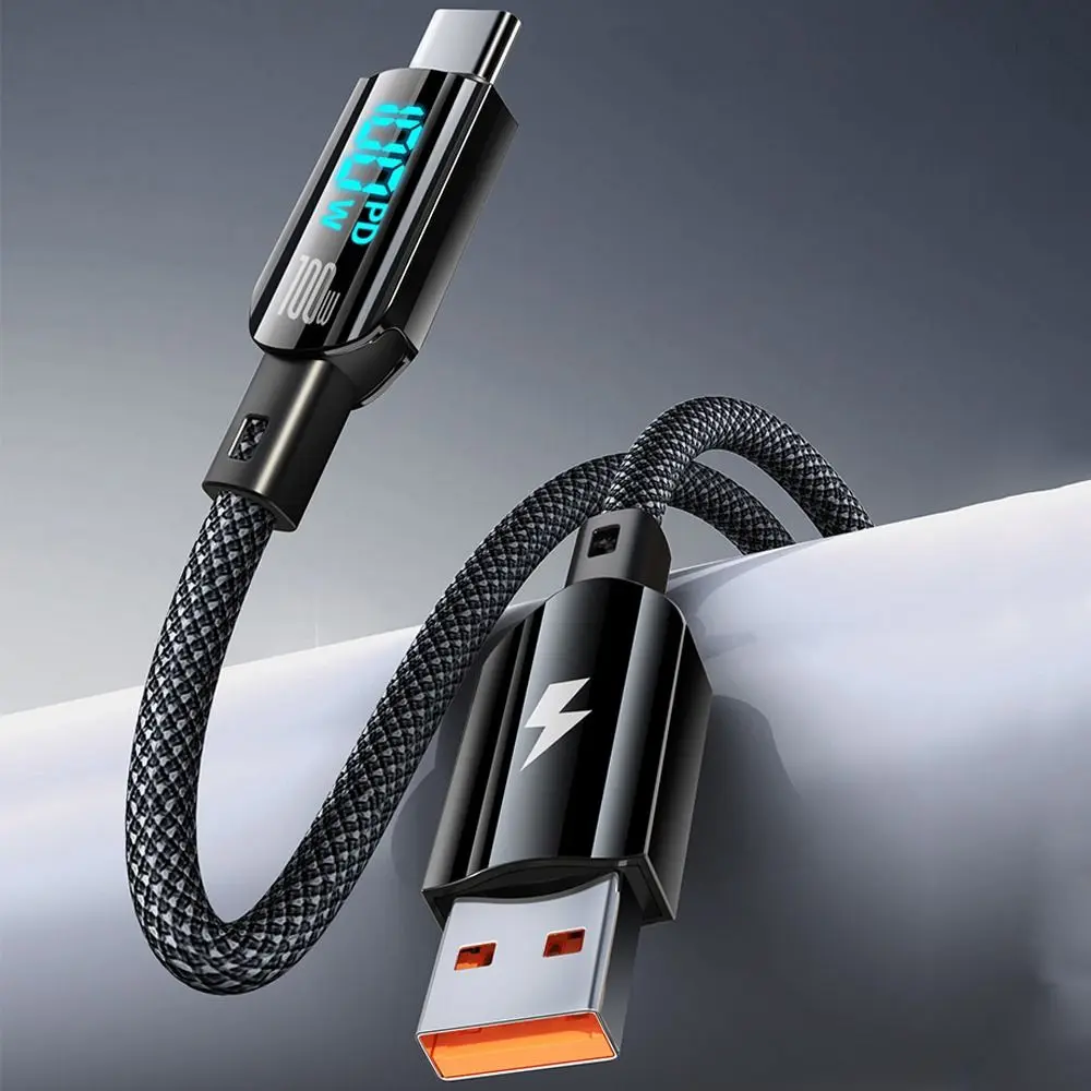 Creative Digital Display Type C To USB Type C Cable 1.2M Visible Data Cord Nylon Woven Quick Charge Fast Charge Cable