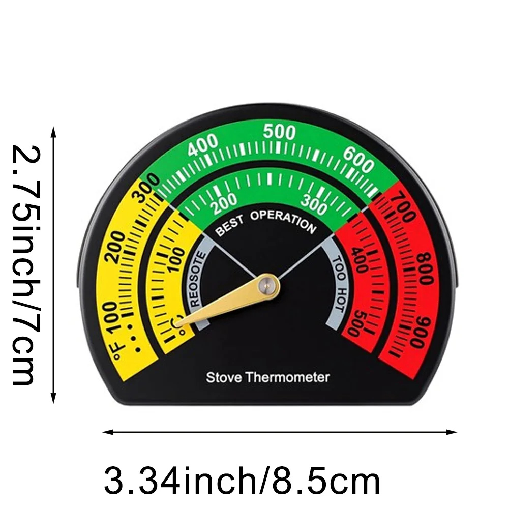 2PCS Magnetic Stove Thermometer Log Burner Thermometer With Semicircle Metal Bimetallic Temperature Sensor For Wood-burning