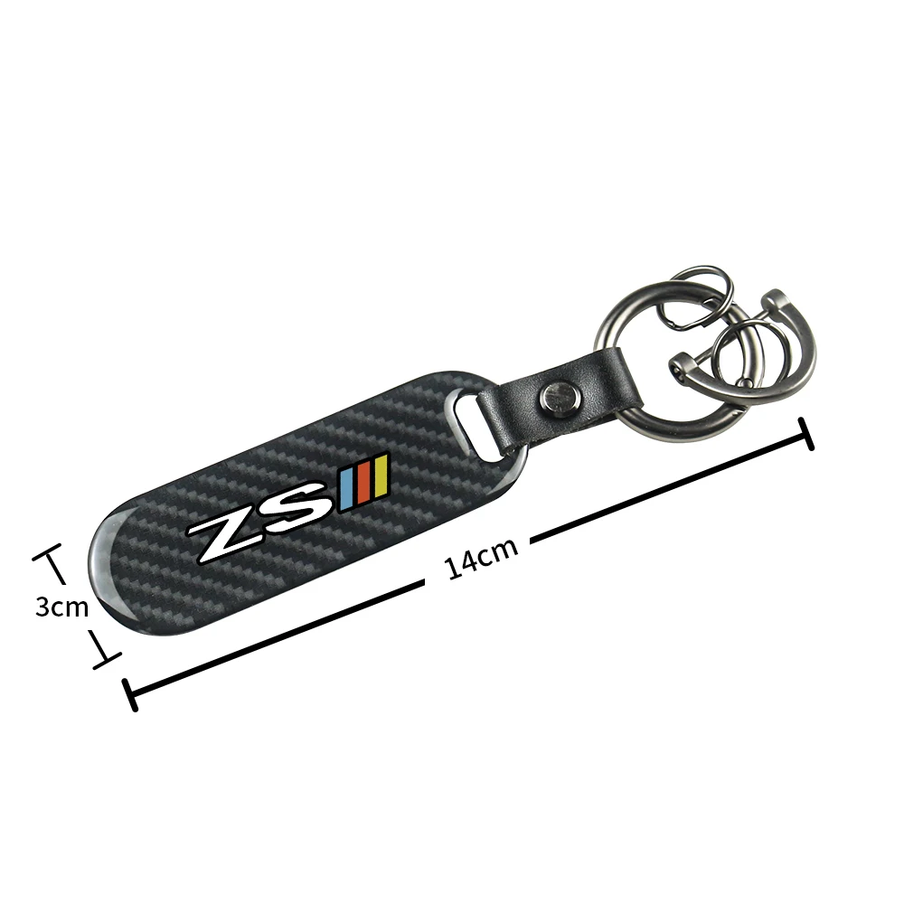 Carbon Fiber Car Key Rope For MG ZS Car Keychain Key Chain Pendant Keyring Horseshoe Buckle Auto Styling Accessories