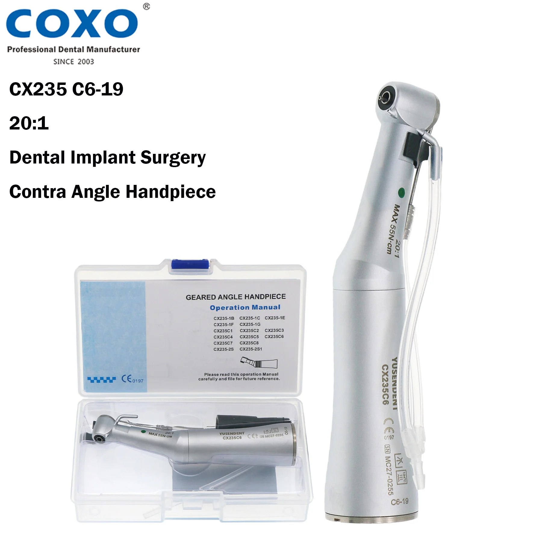 COXO CX235 C6-19 Dental 20:1 Implant Surgery Contra Angle Low Speed Handpiece